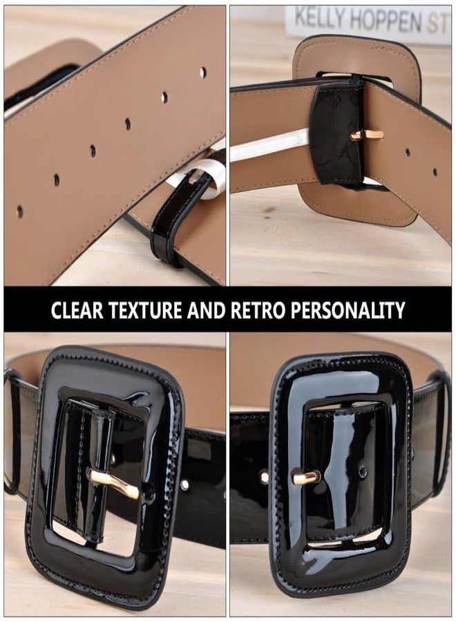 FOYTOKI Wide Patent Leather Waist Belt for Women Adjustable Extra Wide Belt with Square Buckle Perfect for Dresses and Jeans - Image 5